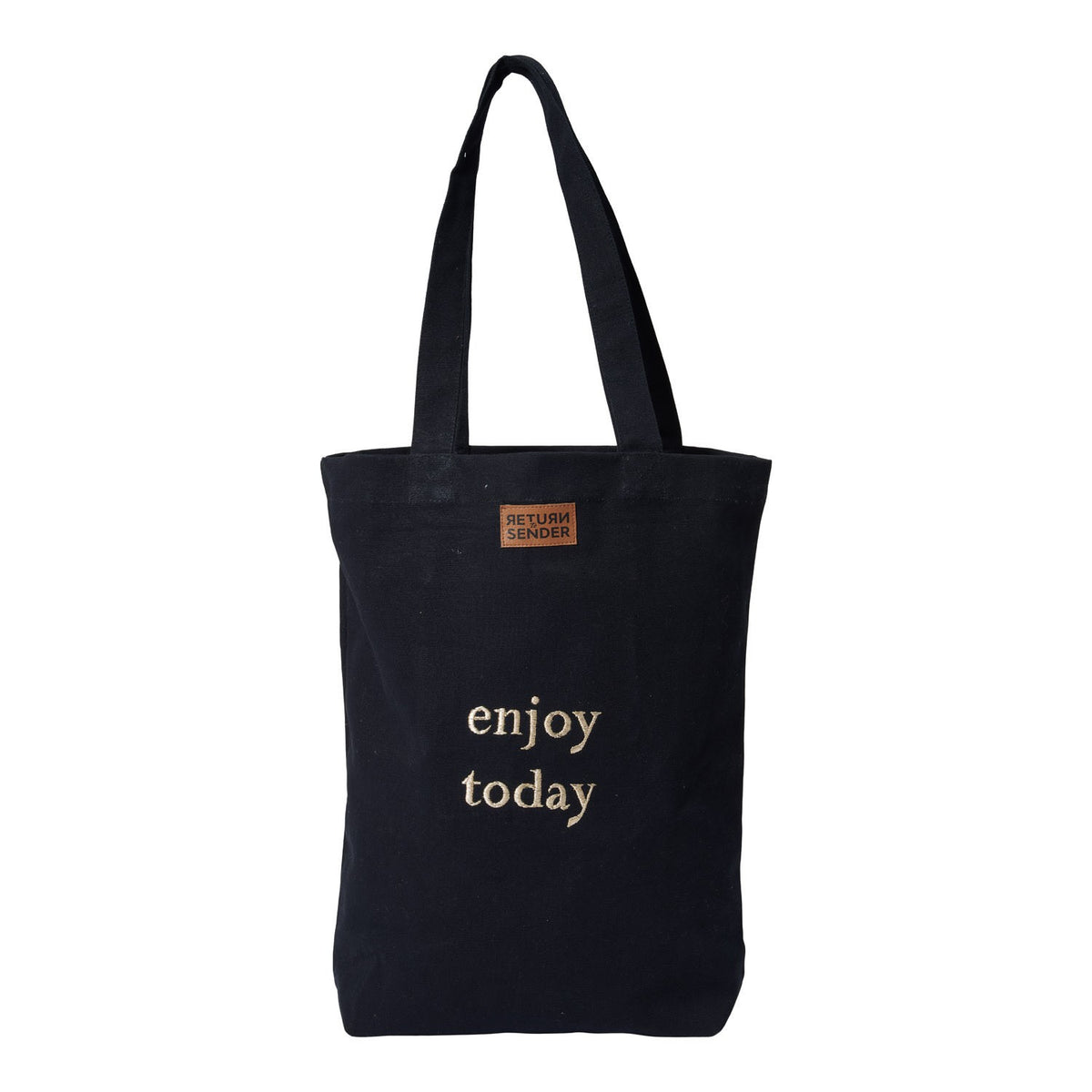 Return to Sender Canvas tas met goud geborduurde letters 