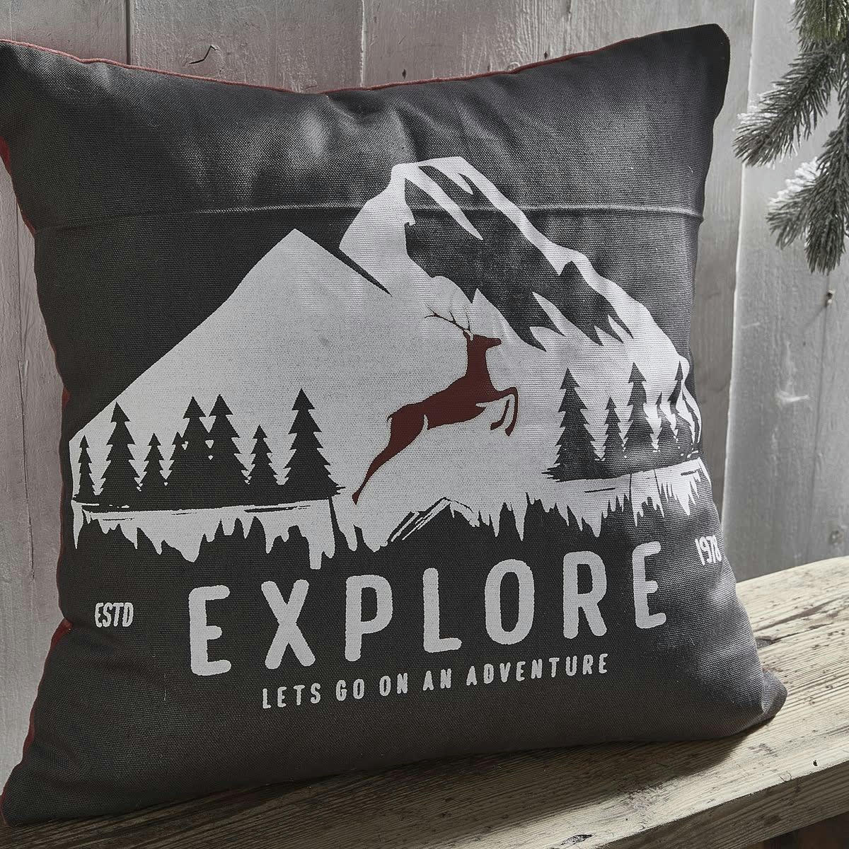 MOUNTAIN - Coussin en coton anthracite 40x40