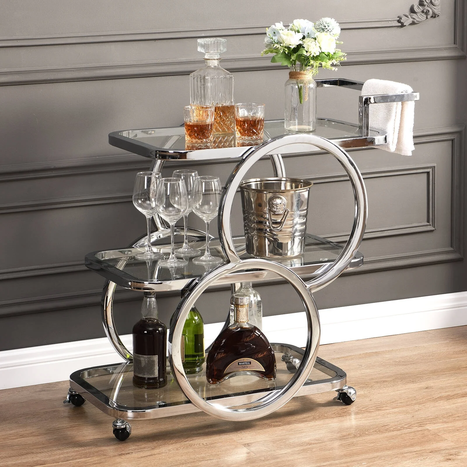 Metal Bar Cart Silver Bar Carts for the Home