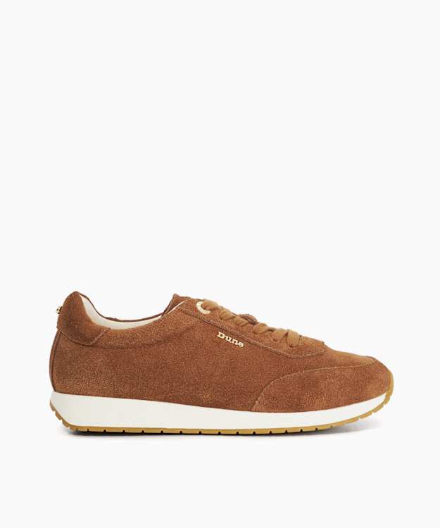 Ettah Dark Tan - Dark Tan Suede Lace-Up Trainers