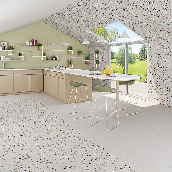 Carrelage Aspect terrazzo Straci gris matteo 20x20 cm