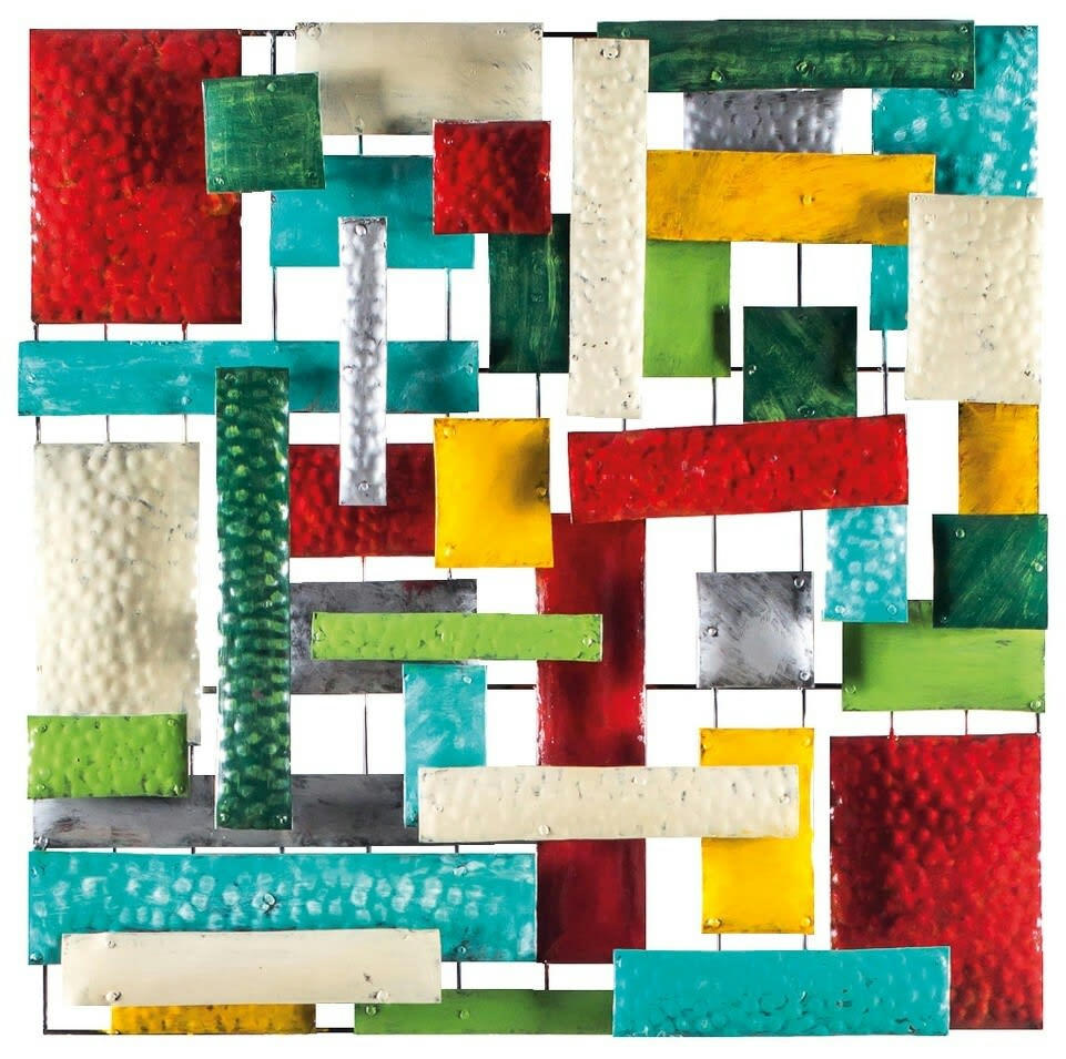 BIG-BEL - Décoration murale en métal, rectangles multicolores 50x50