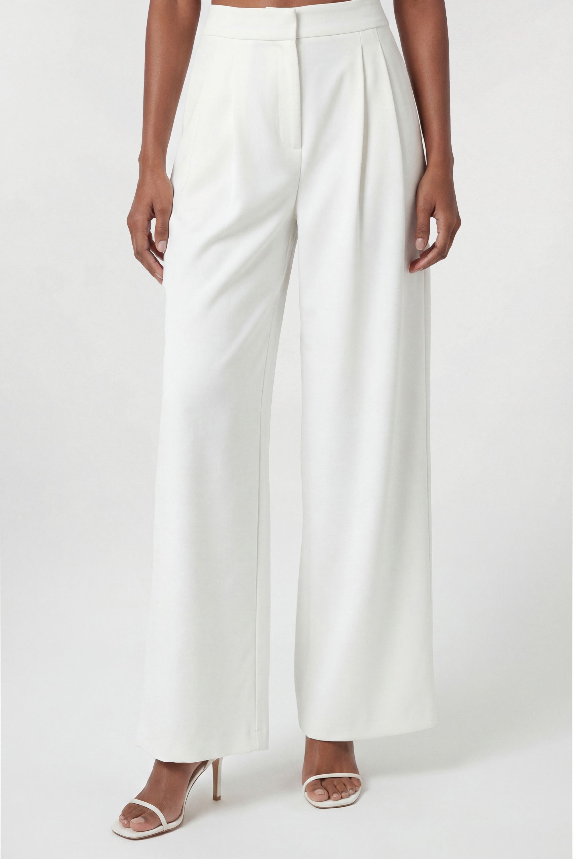 KarenMillen Petite Compact Viscose Stretch Tailored Wide Leg Trouser