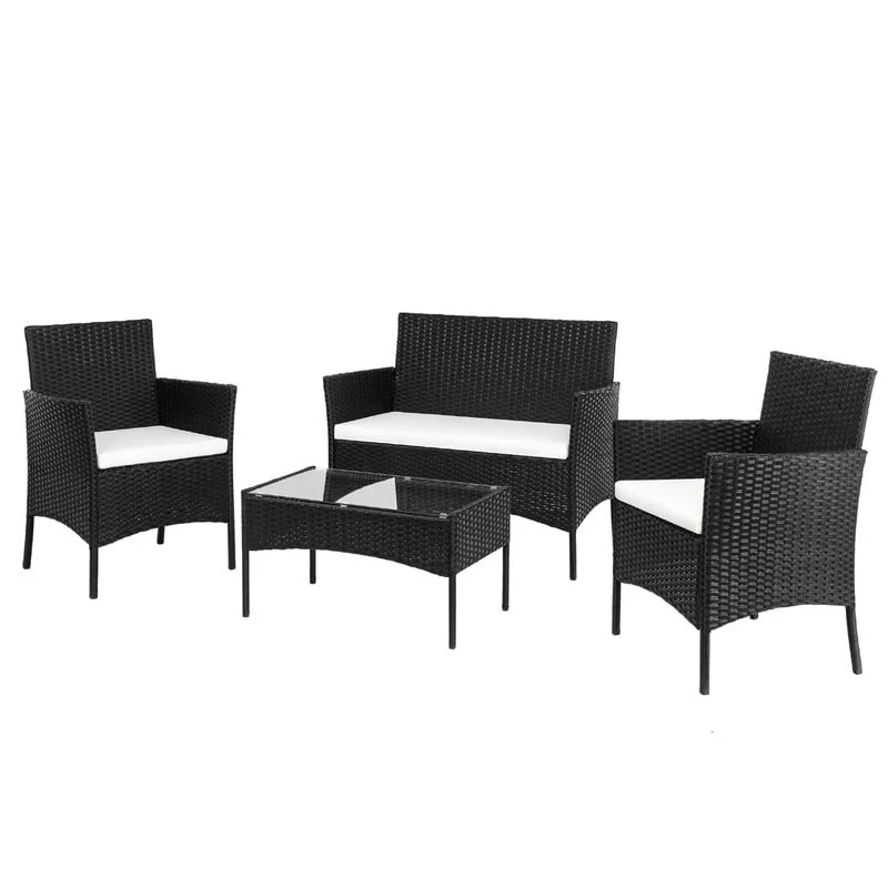 4-Pieces Patio Furniture Sets Rattan Wicker Conversation Set