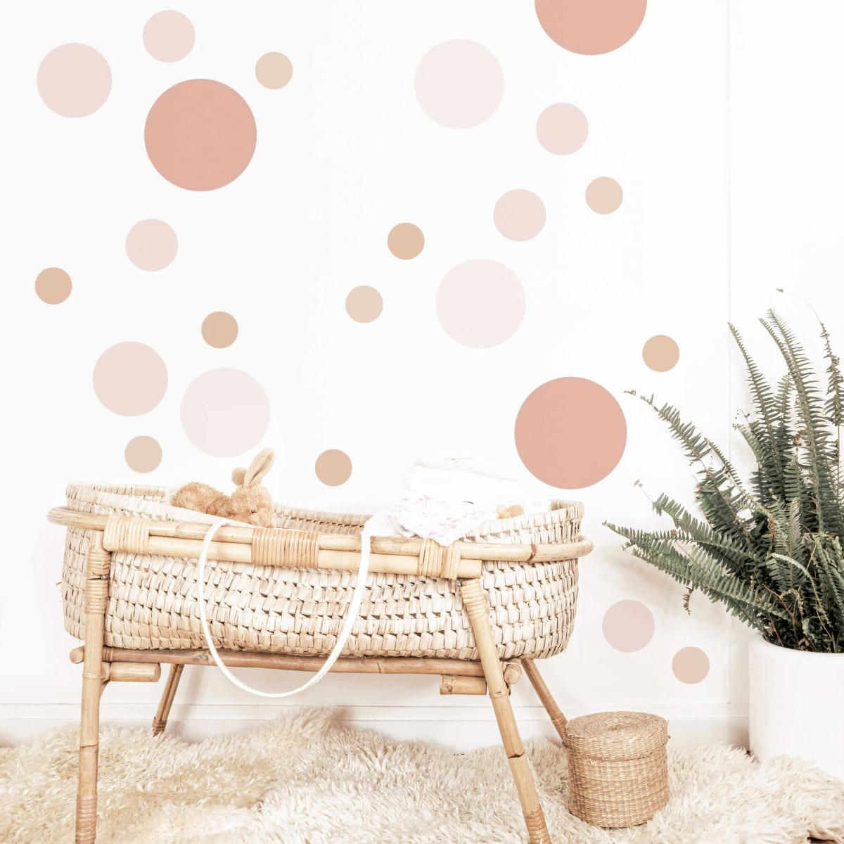 CIRCLES1 - Stickers mureaux en vinyle rondes mix rose et beige