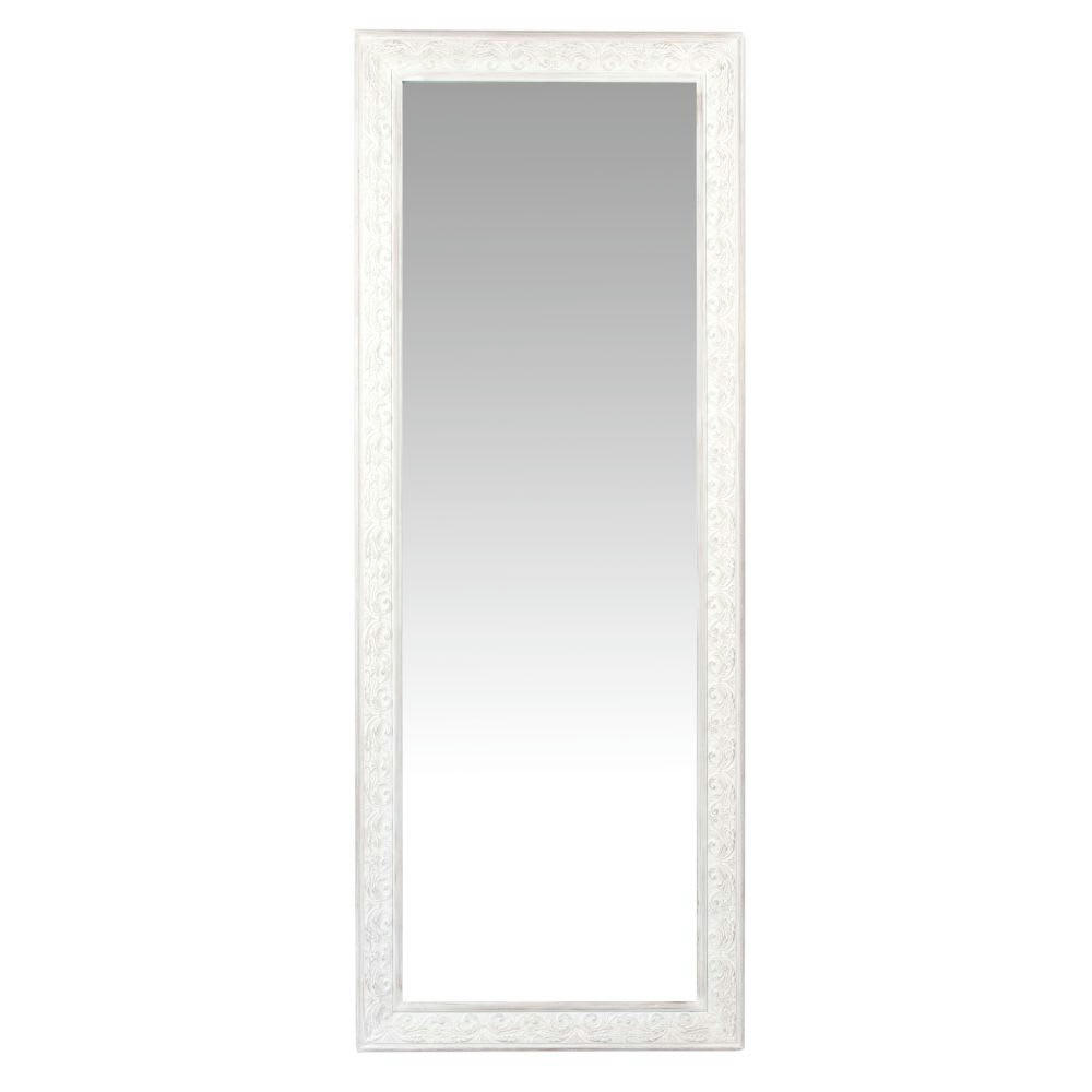 PAULINE - Miroir rectangulaire à moulures blanc grisé 50x130