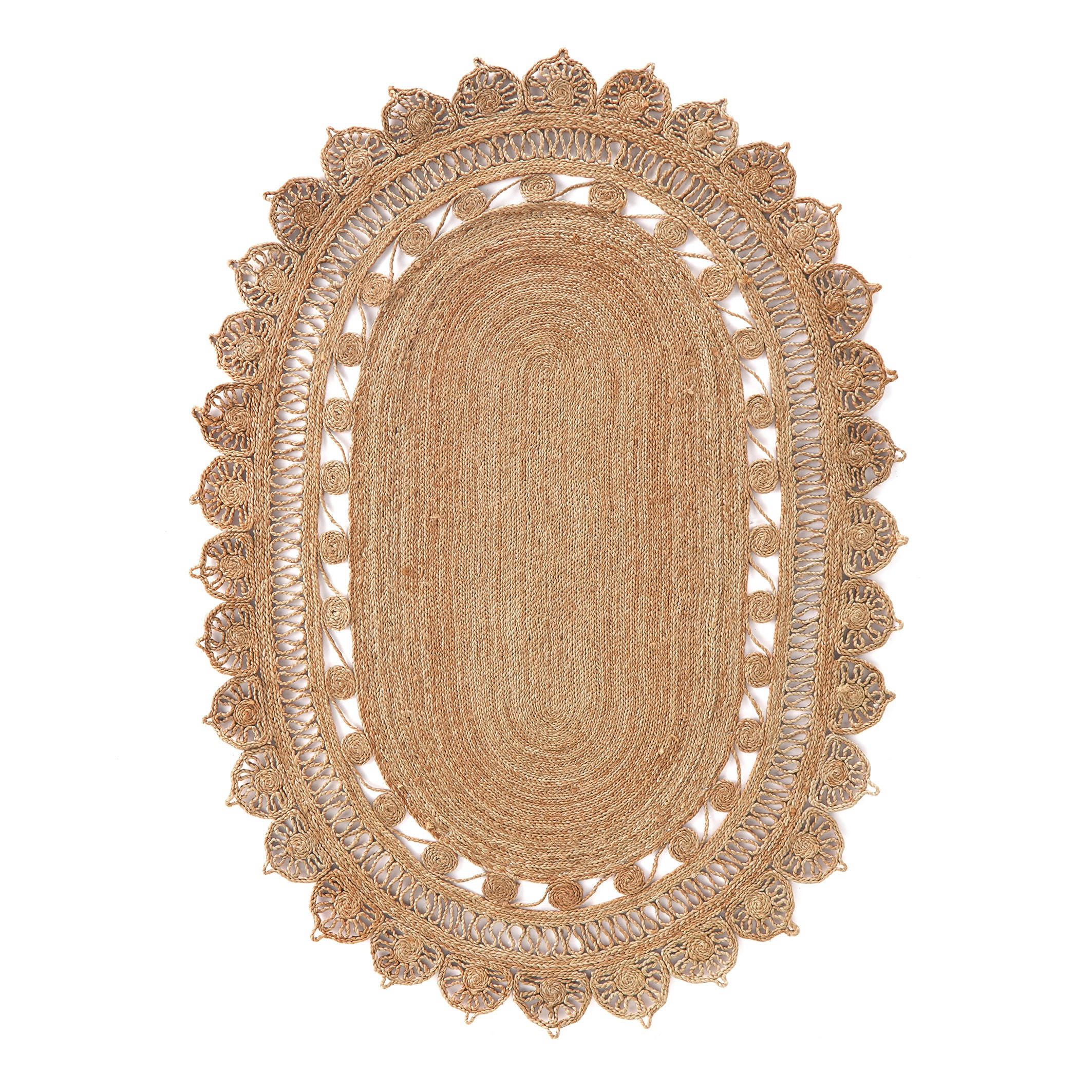 Tapis ovale en jute à motifs, Rozza