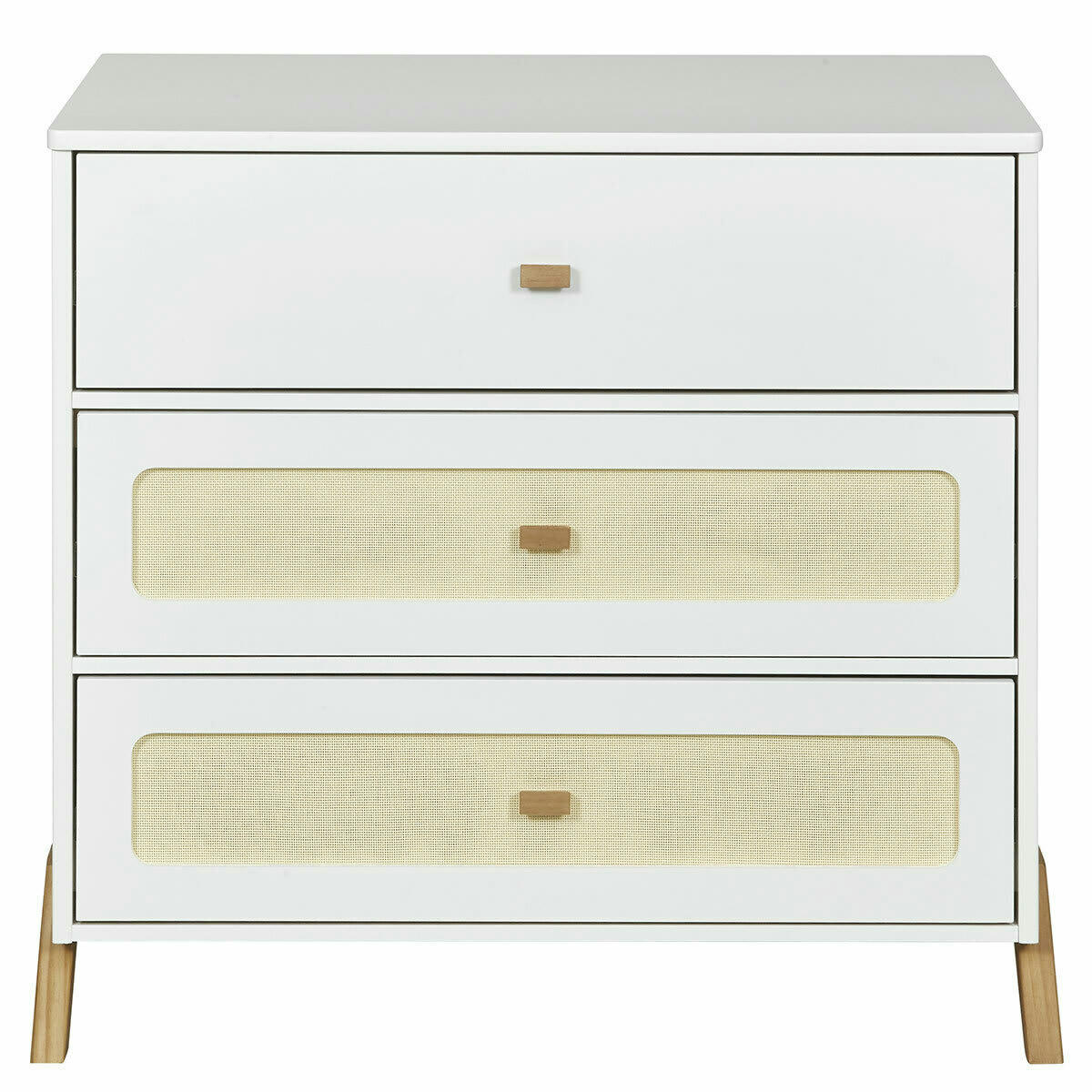 AZU - Commode 3 tiroirs effet bois blanc et bois