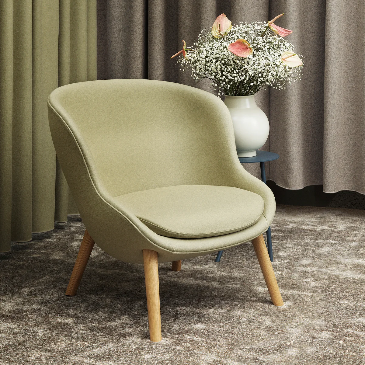 Normann Copenhagen - Hyg Lounge Chair High, Eiche / grau (Flax MLF26)