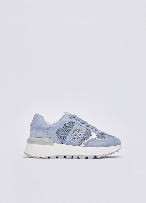 Sneakers platform in suede e mesh