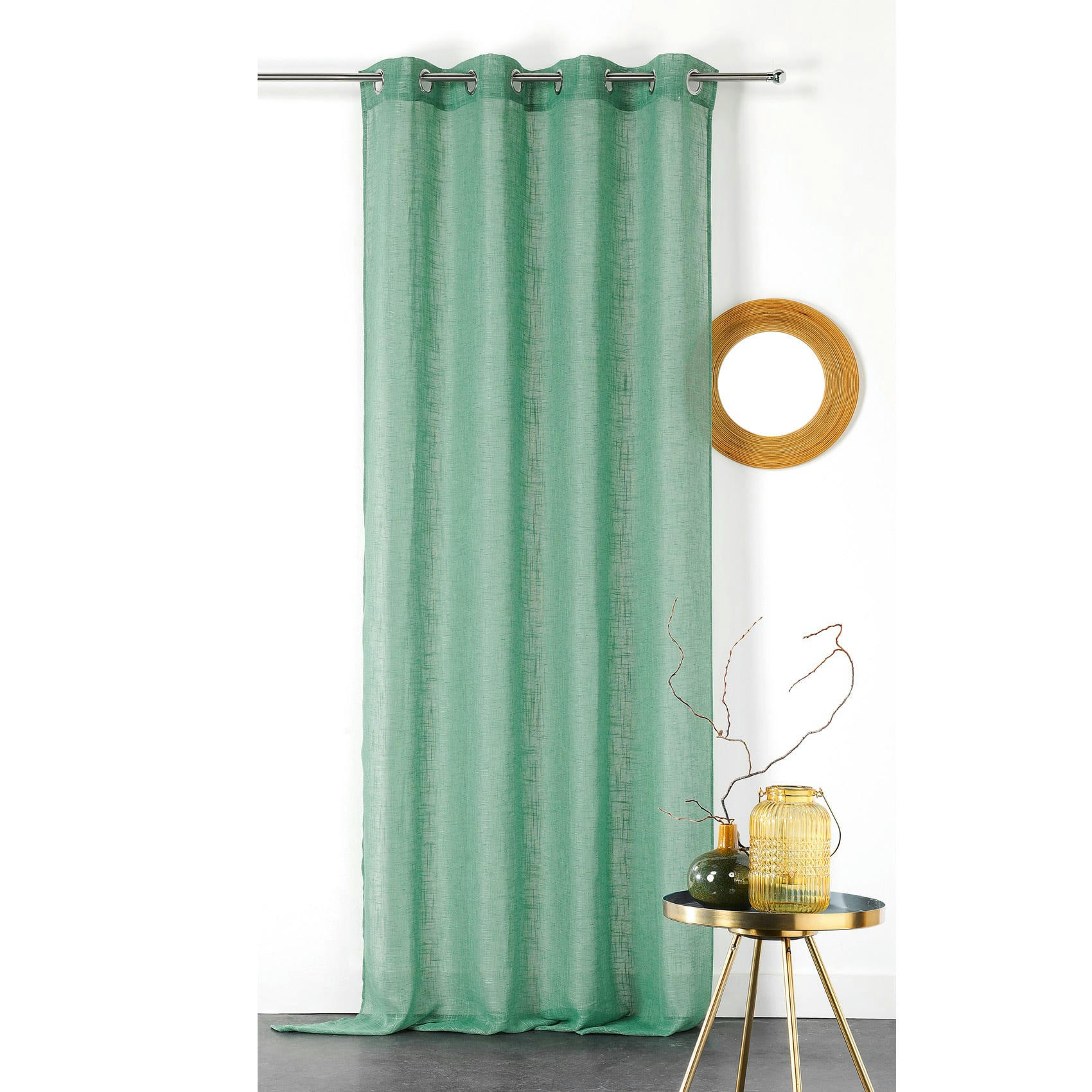 - Voilage uni et tamisant julie polyester vert d'eau 140x240 cm