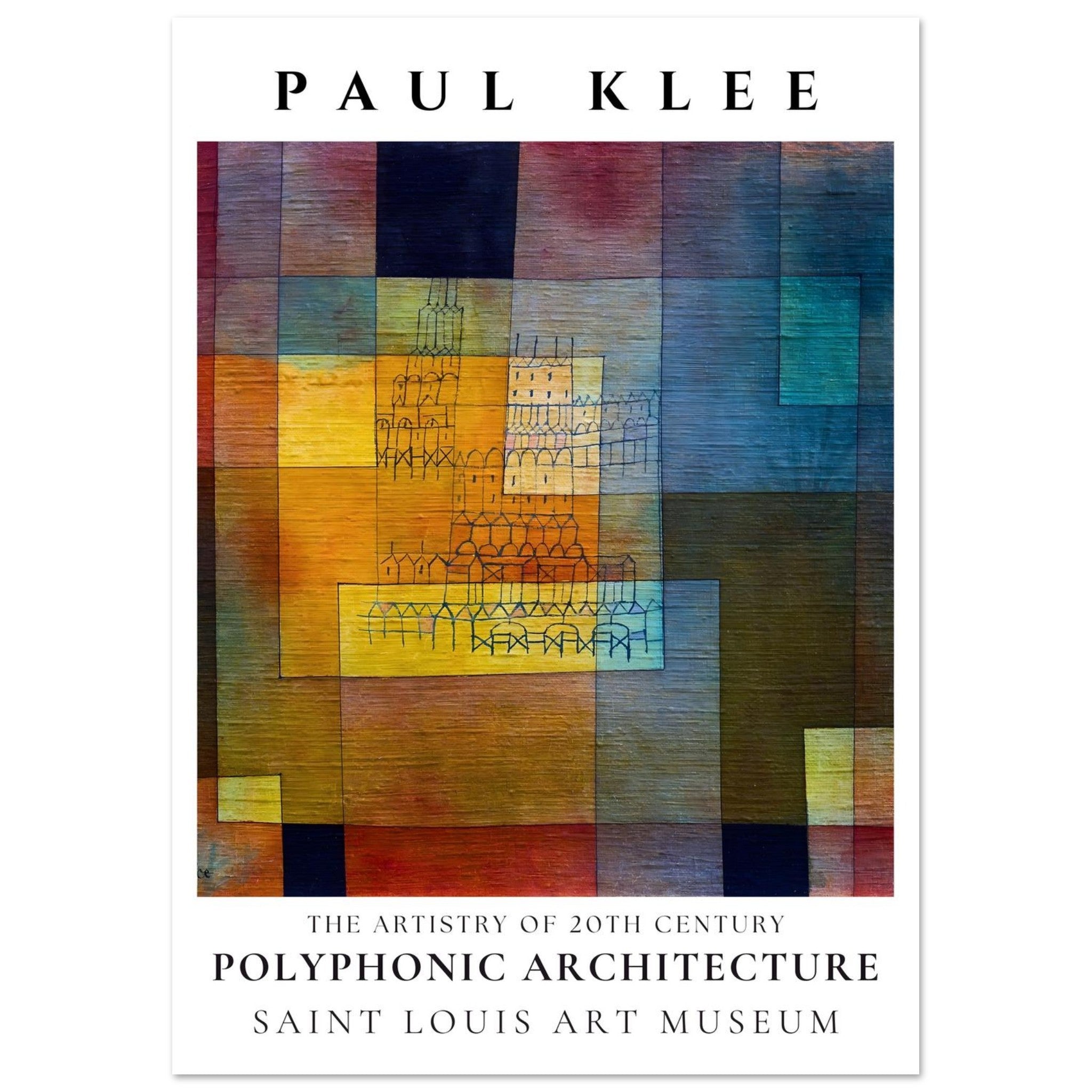 Artfulprints Poster Paul Klee - Polyphonic architecture  - A4 21x29.7 cm - Meerkleurig