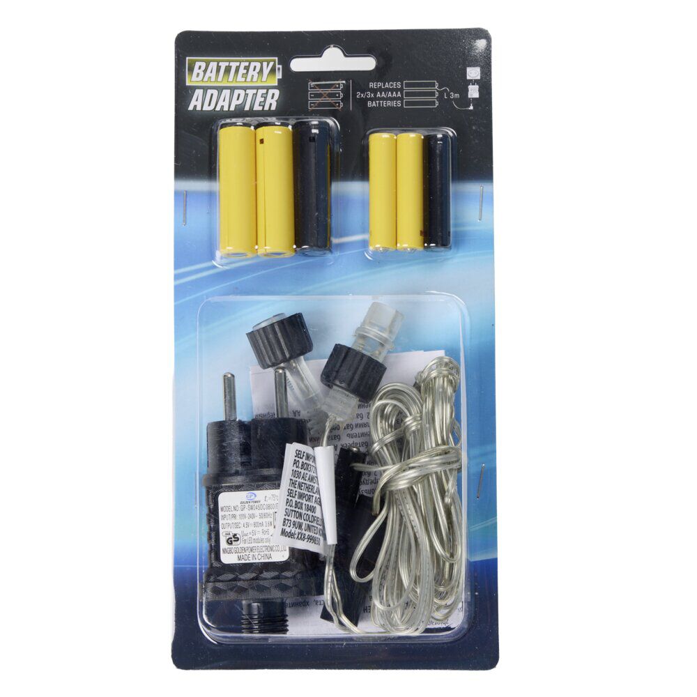 Adaptateur piles 3xAA et 3xAAA câble 3m noir