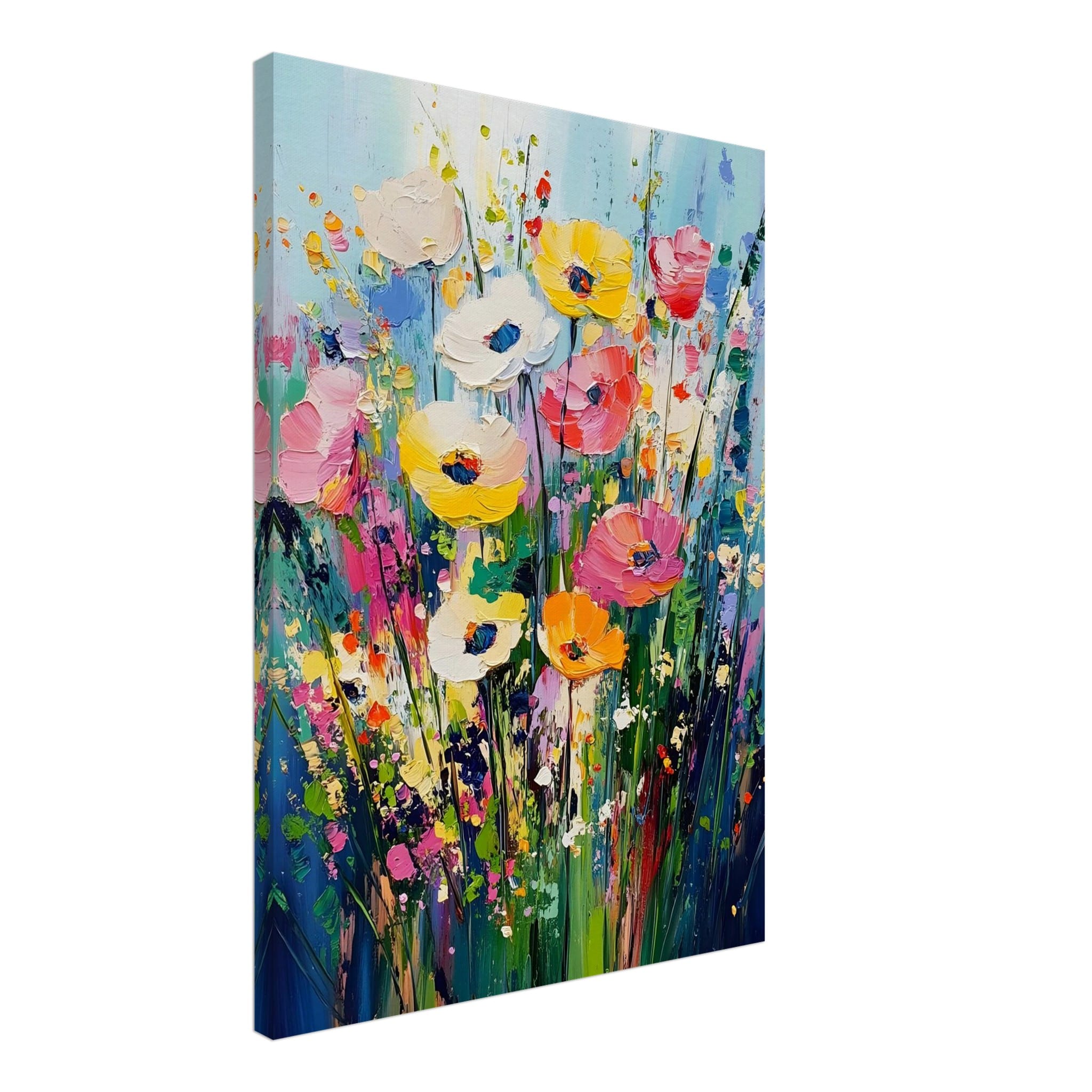 Artfulprints Canvas Colourful flowers canvas - 50x70 cm - Meerkleurig