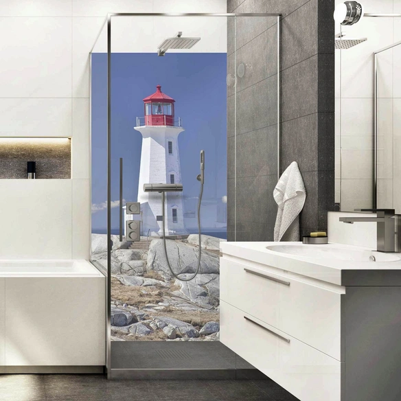 Badrückwand »Lighthouse«, BxH:100 cm x 210 cm, blau