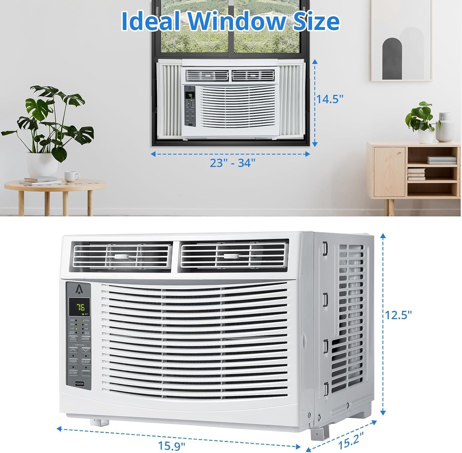 Window Air Conditioner, 6,000 BTU Capacity Covers 250 Sq Ft, Smart Home Compatible with Remote Control and with Wi-Fi Connectivity, Quick Install Window Unit for Bedrooms & Living Spaces