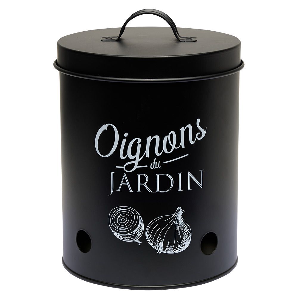 BoÎte de conservation métal noir pour oignon