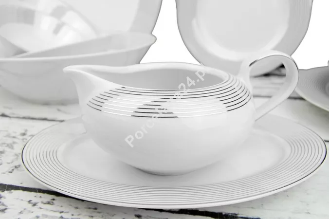 Serwis obiadowy na 12 osób (44 el) Chodzież - Yvonne E520 LINEA PLATYNOWA BW