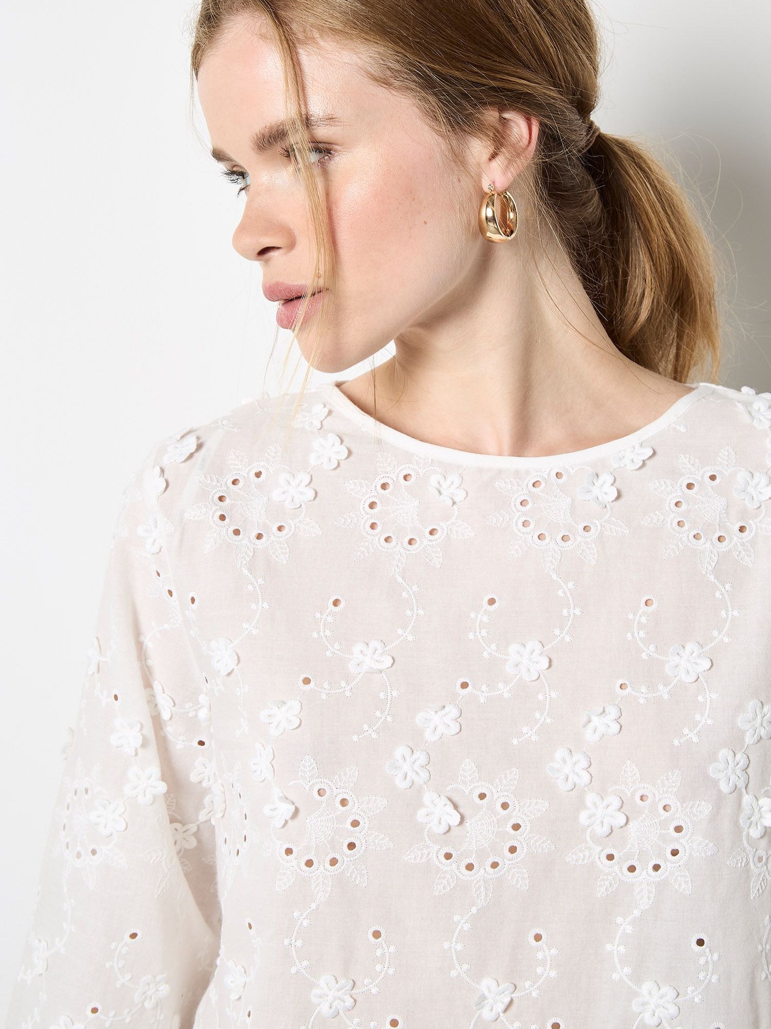 Apricot Flower Bell Sleeve Top