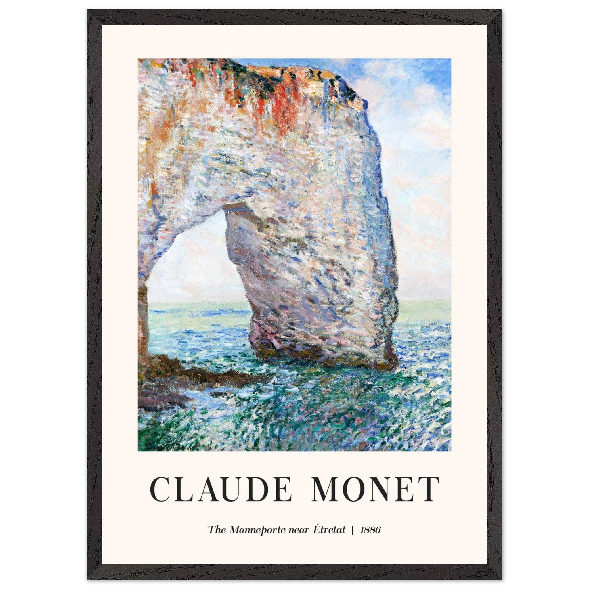 Artfulprints Poster met Lijst Claude Monet - The Manneport near Étretat  - 50x70 cm - Lichtblauw