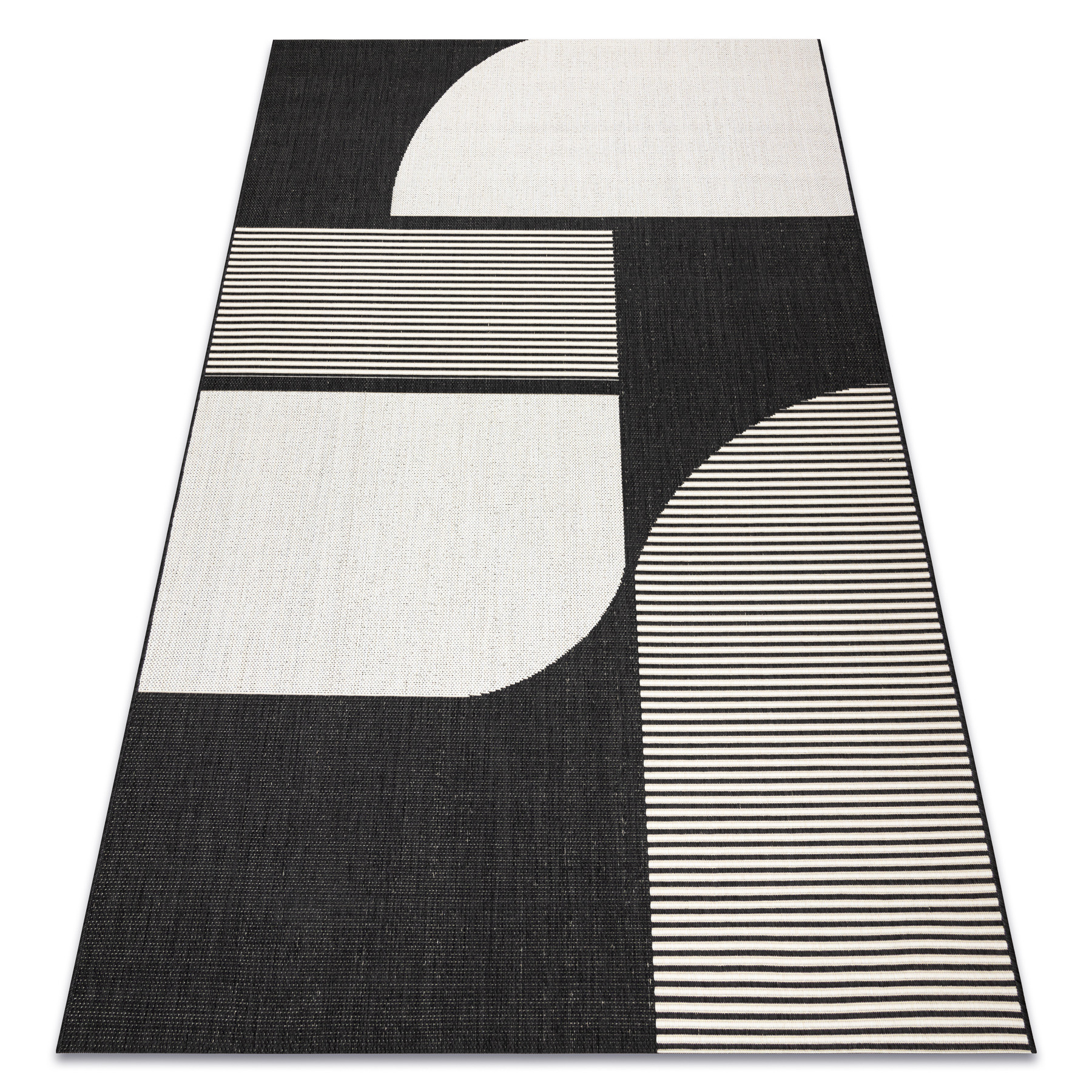Dywan SZNURKOWY SIZAL FLAT 49384690 ABSTRAKCJA krem / czarny 80x150 cm