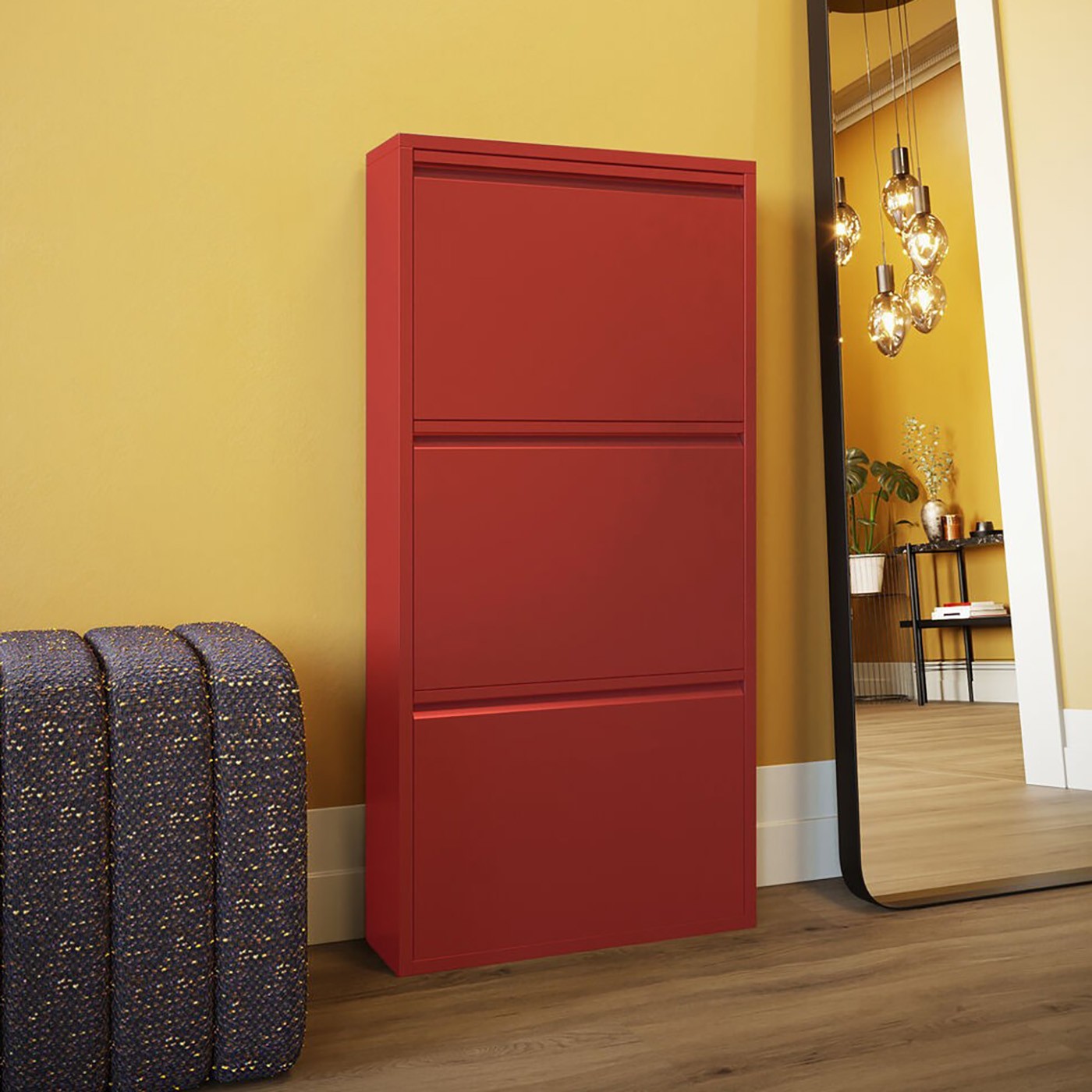 Schoenenkast Caruso rood 3 laden Kare Design