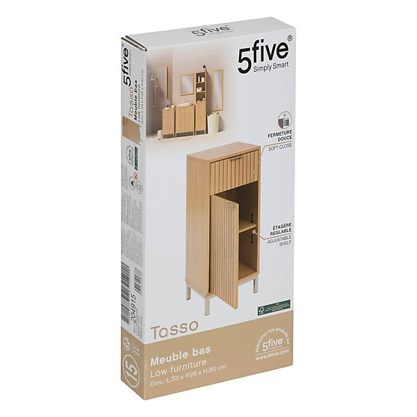 Meuble bas Tasso 2 portes effet bois naturel - Beige- 5five