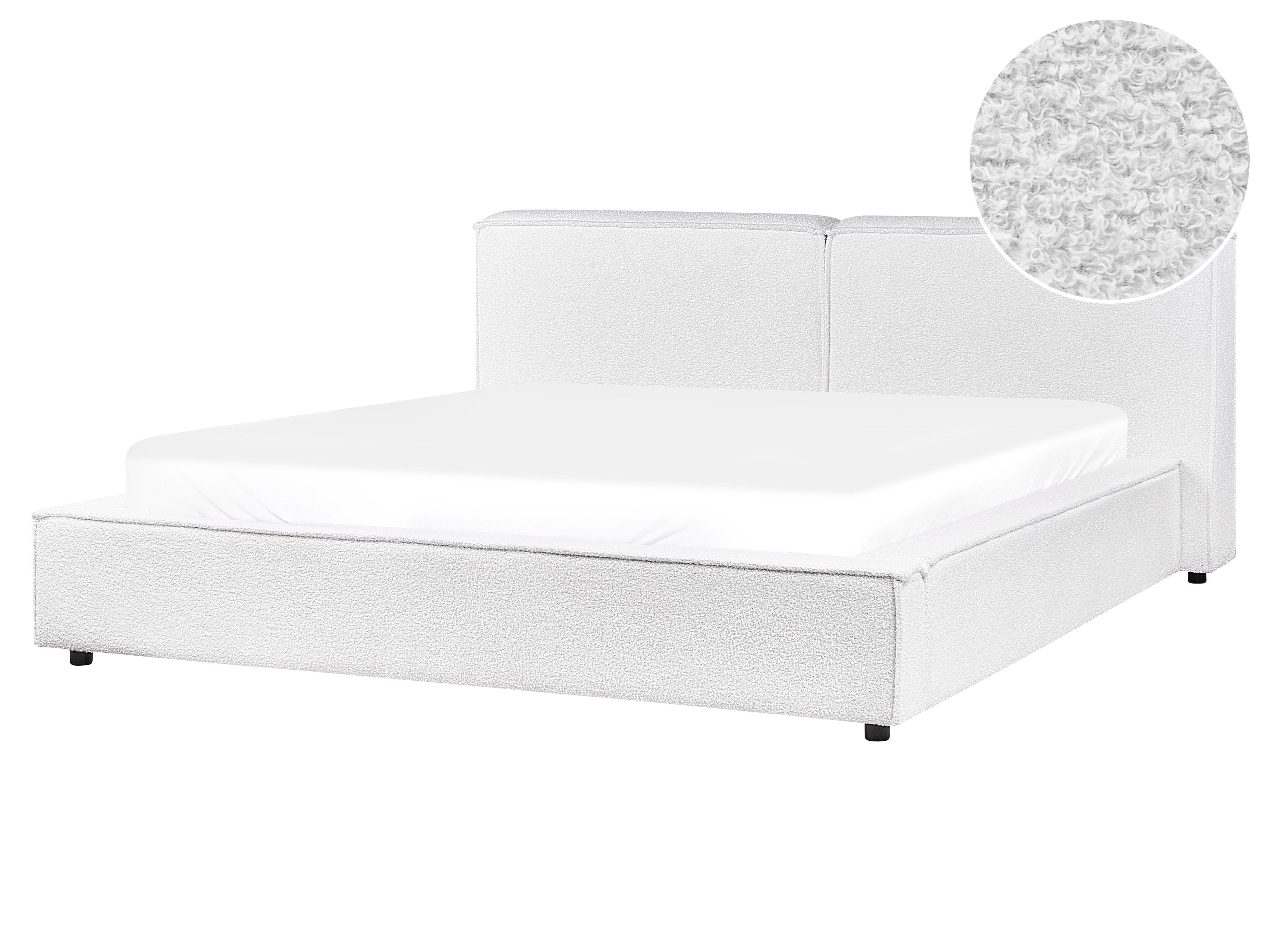 Bed Boucle LINARDS 160 x 200 cm (EU King Size) White