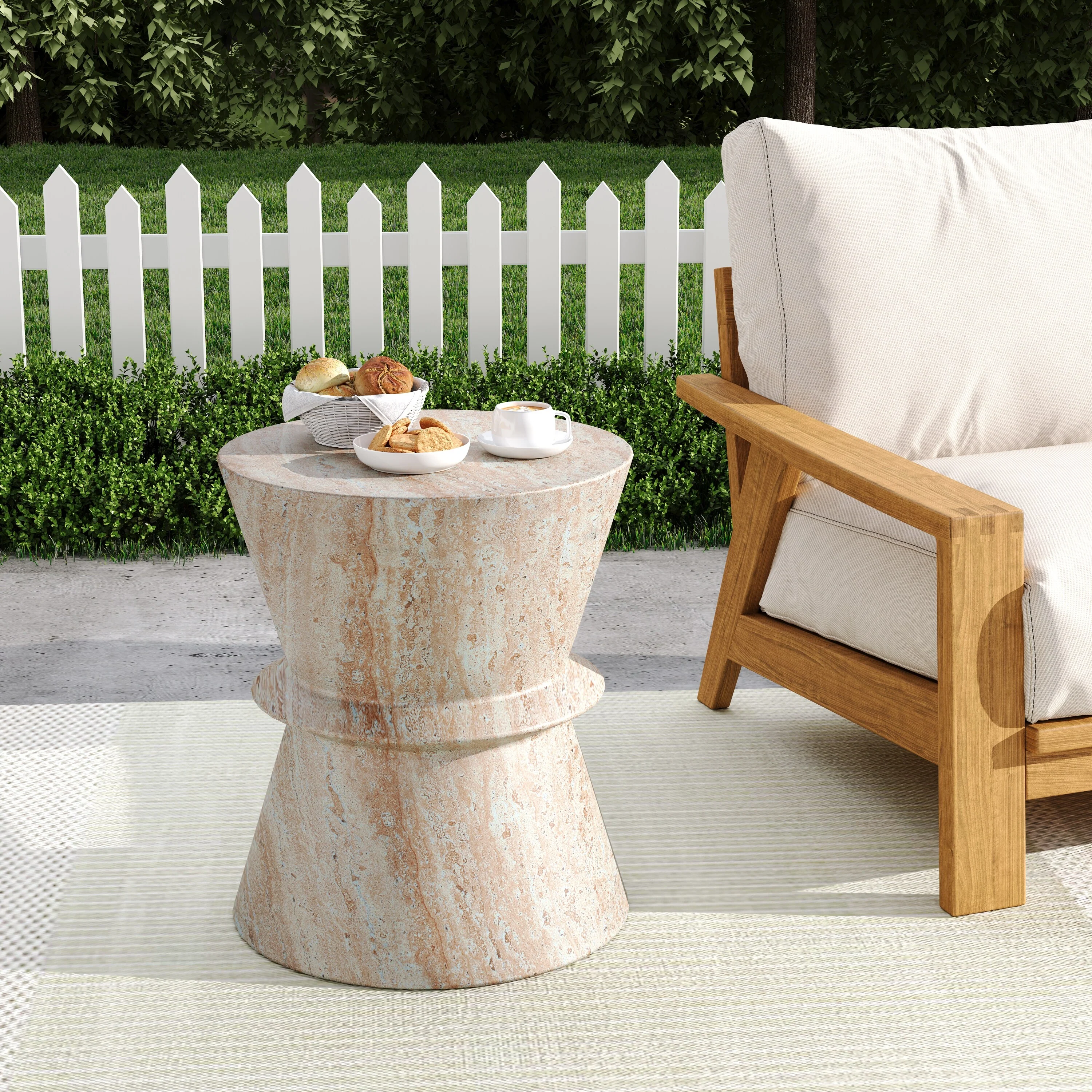 Aragon Outdoor Lightweight Concrete Side Table by Christopher Knight Home