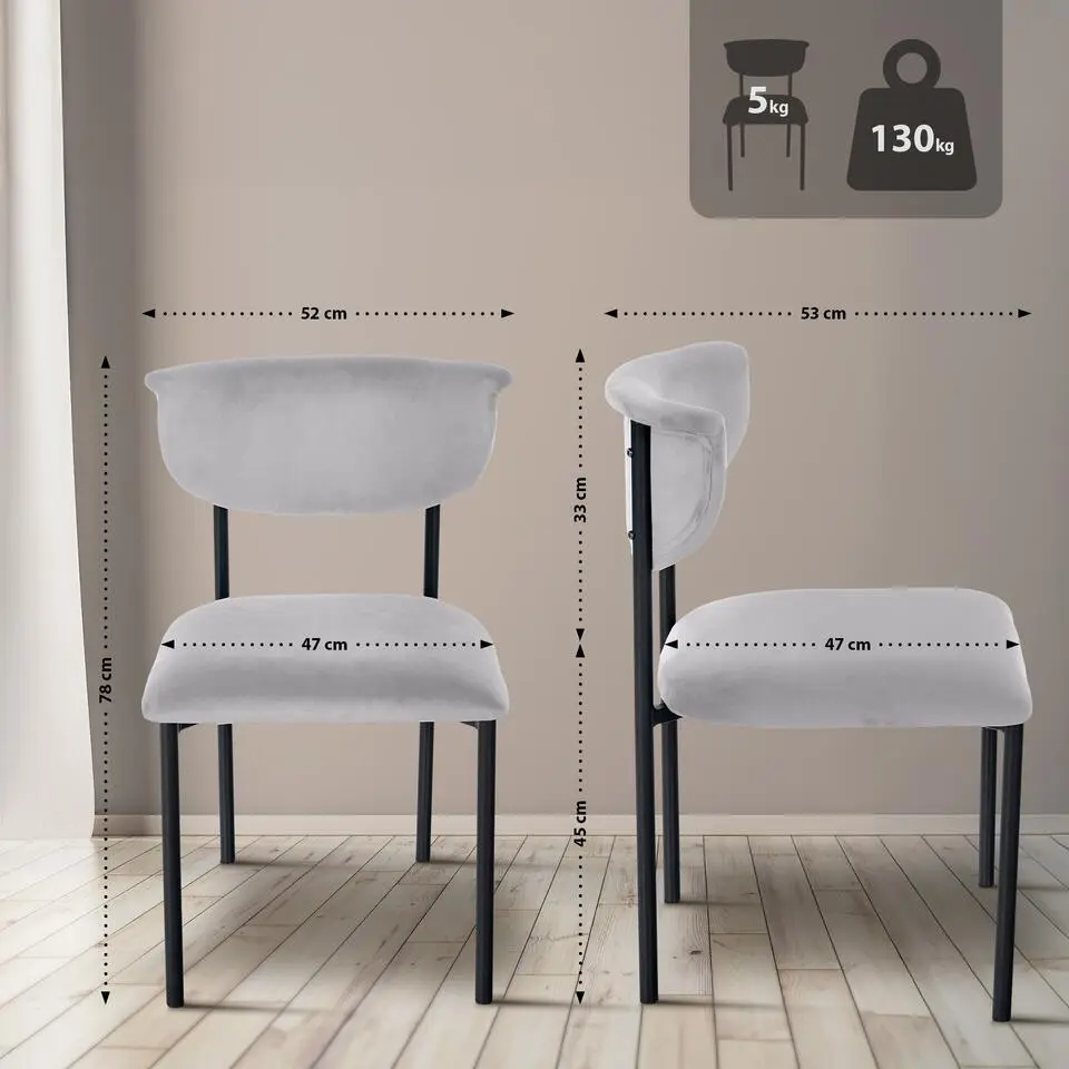 CLP Eetkamerstoel Gambell Fluweel - grijs