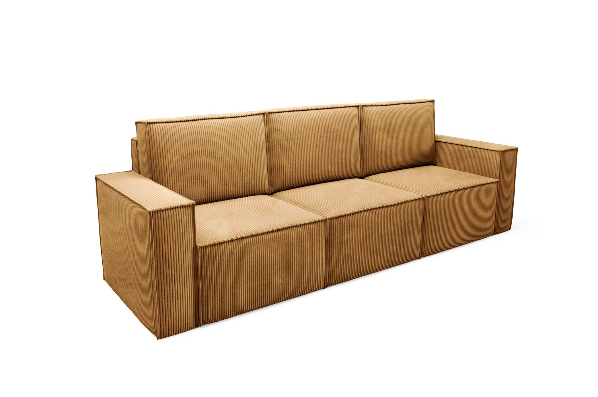 Trzyosobowa sofa sztruksowa ORTO w kolorze Musztardowym