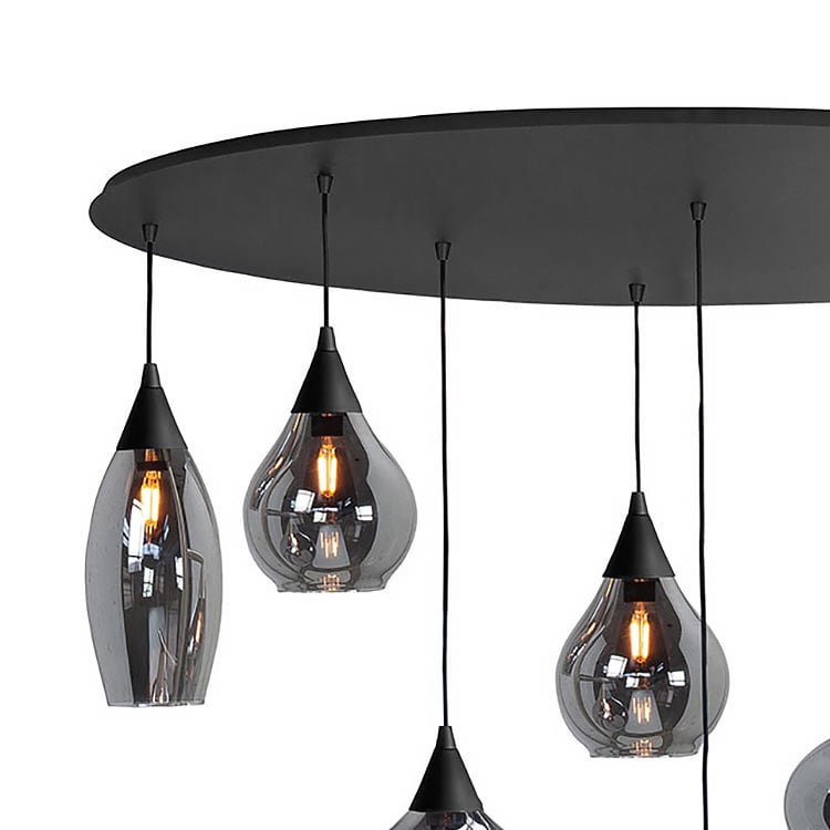 Highlight Highlight Hanglamp Cambio Black Smoke Ovaal 8 lichts L