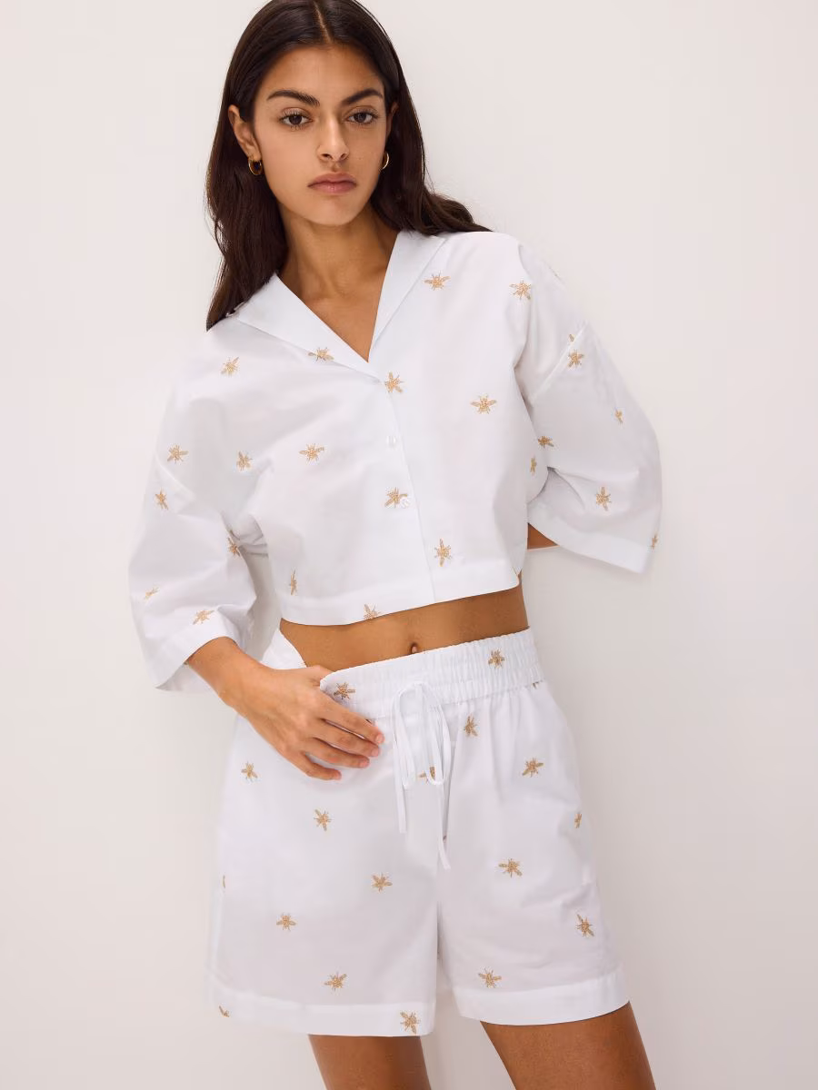 Cotton Shorts With Embroidery