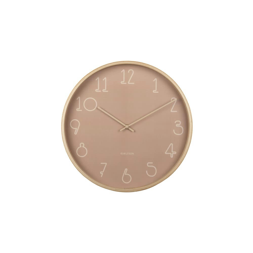 SENCILLO - Horloge aux nombres graphiques D40cm rose pastel