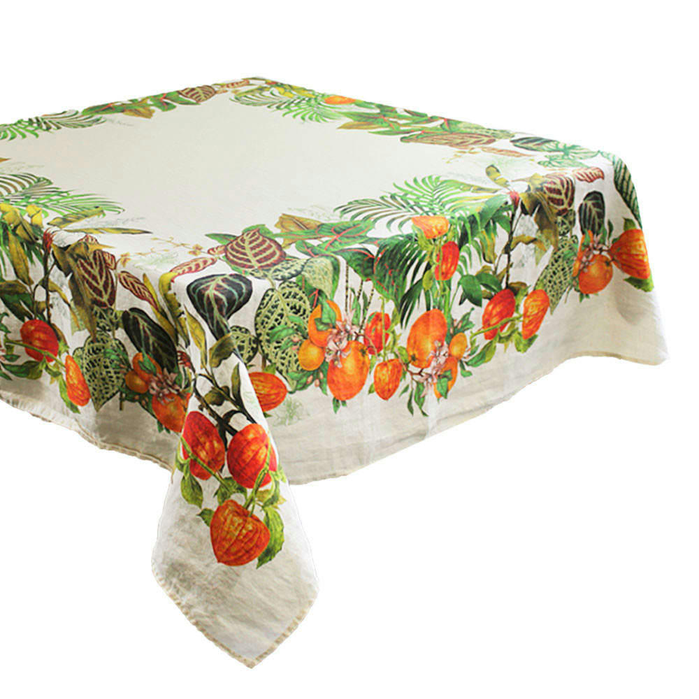 VINTAGE GARDEN NATURAL - Nappe carrée  pur lin multicolore 115x115 cm