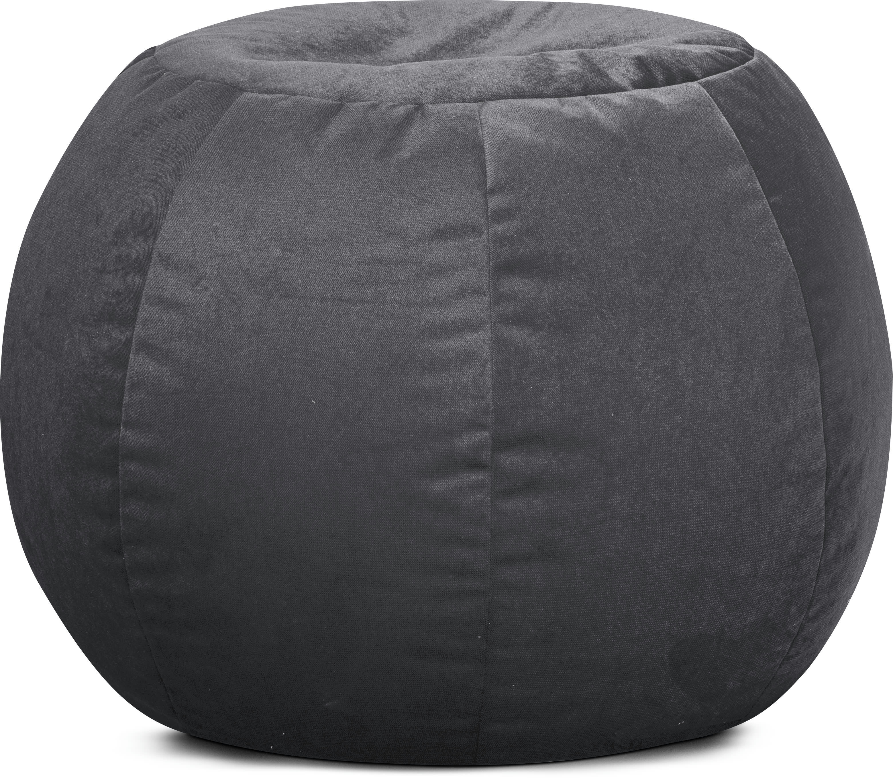 MARLA - Pouf rond confort aspect velours anthracite 75x50cm
