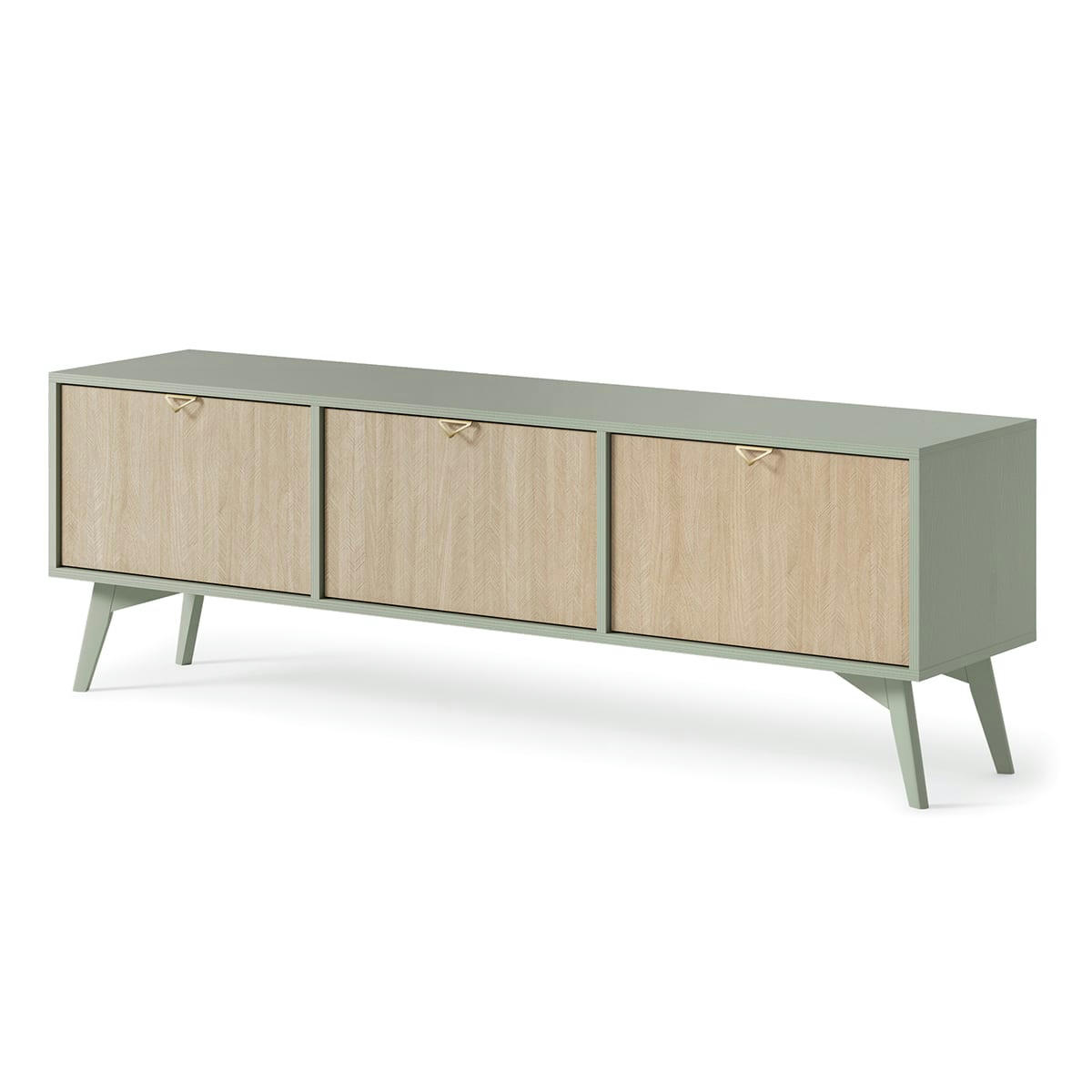 - Meuble tv 3 portes vert et naturel