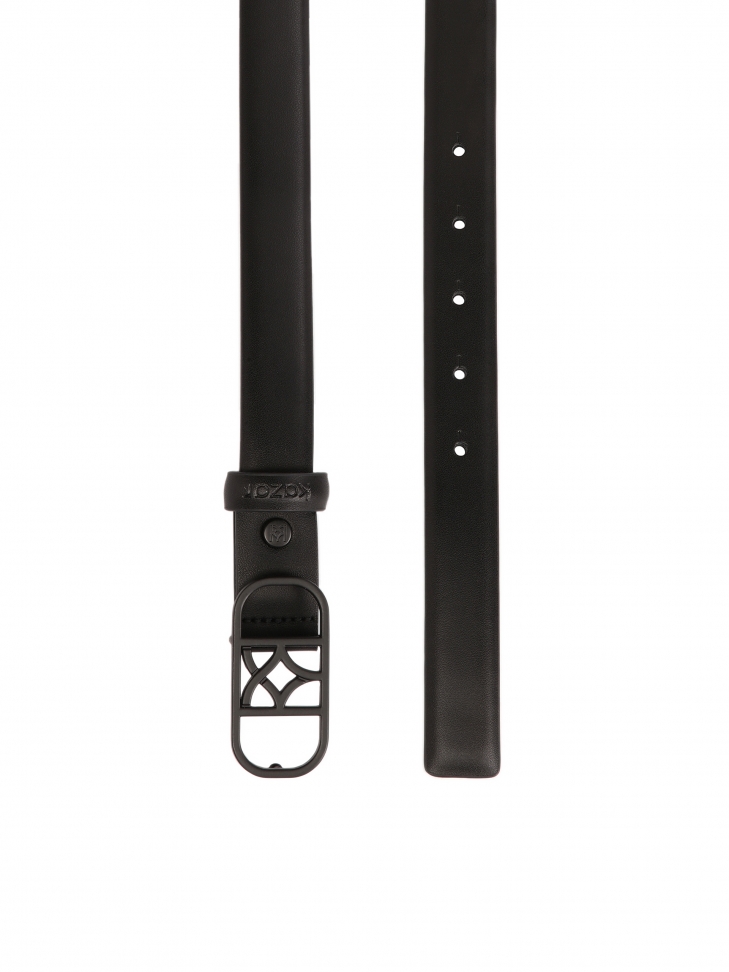 Narrow black belt decorated with KAZAR monogram buckle