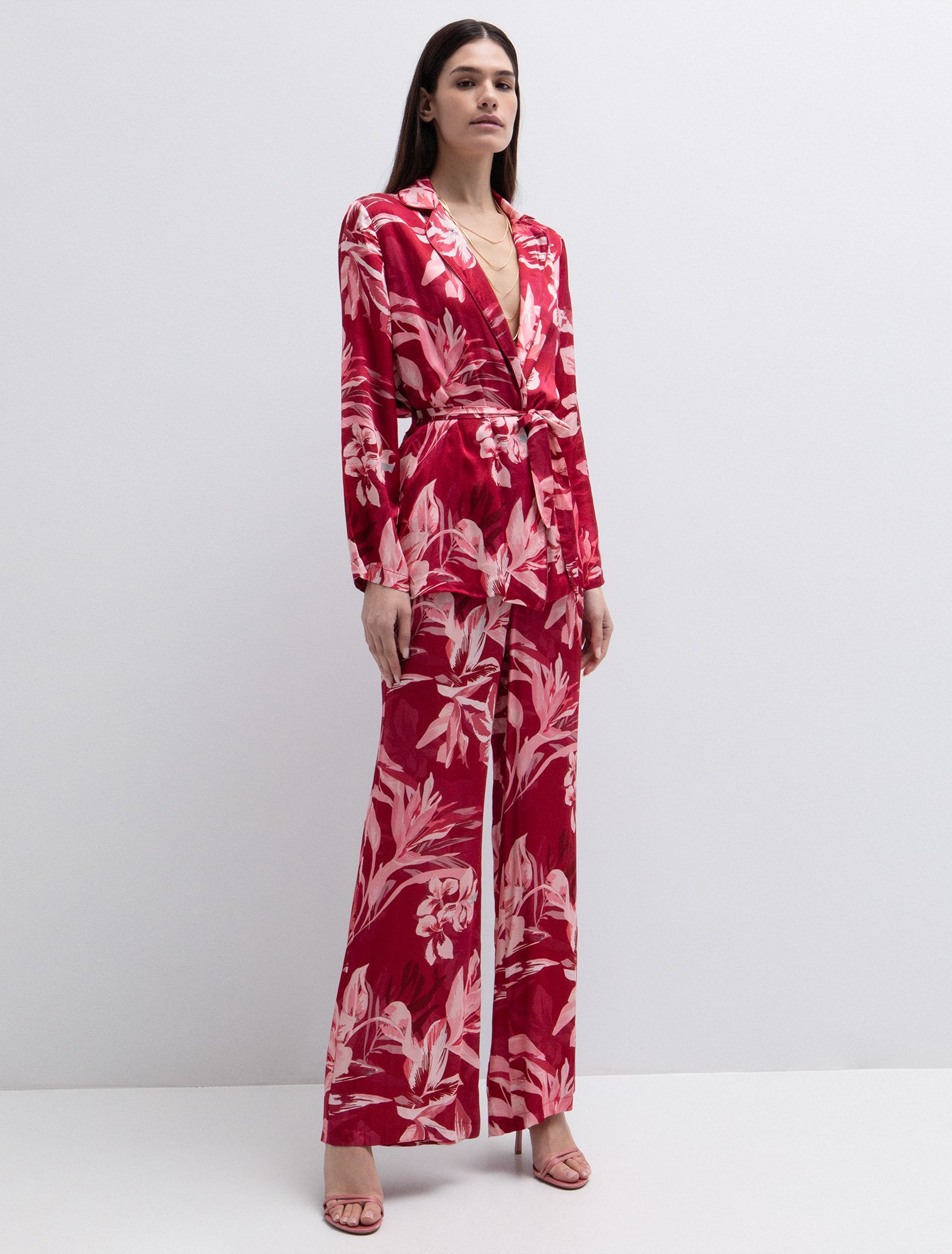 Σατινέ κιμονό φλοράλ