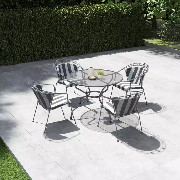 Pacific Elegance 4 Seater Metal Patio Set with Cushions-Grey