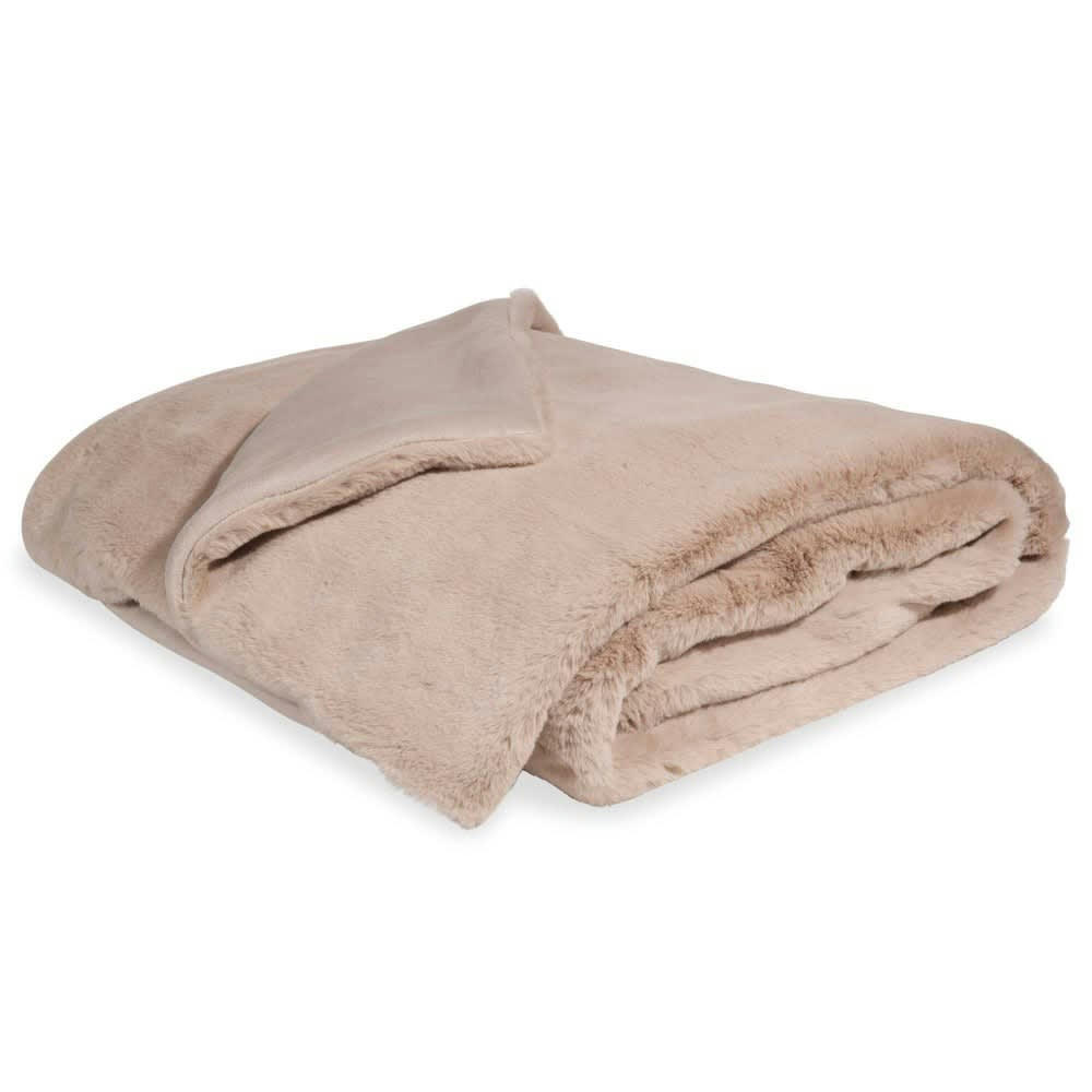 Miranda - Plaid imitation fourrure beige 150x180