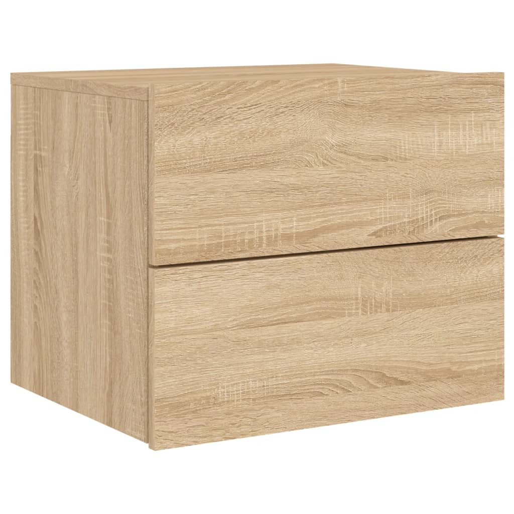 Szafka Nocna Stolik Komoda Brązowa Wisząca z LED Do Sypialni 50x39x41 cm