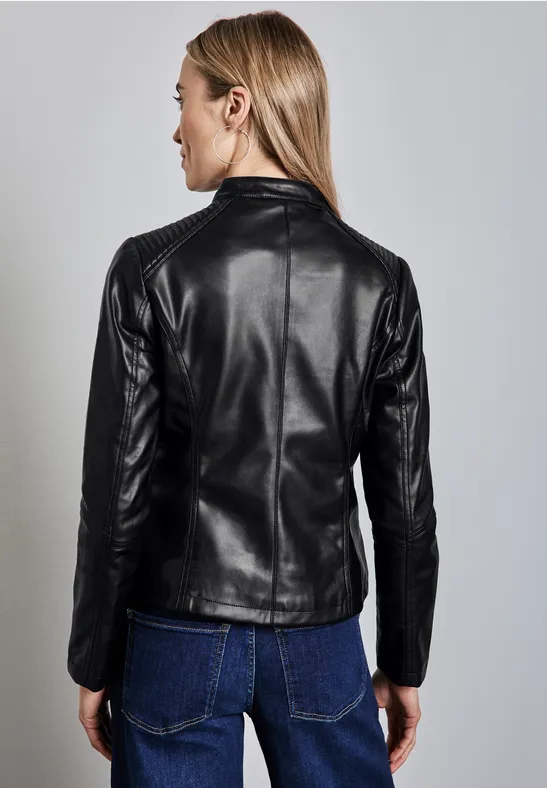 Kurze Leder-Look Jacke