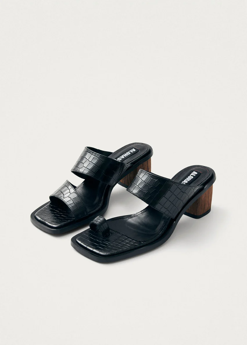 Gabin Alli Black Leather Sandals