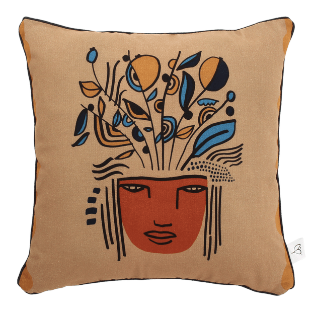ALMOFADA 43 CM X 43 CM MULHER PÁSSARO