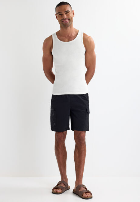 Mens White Ribbed Vest