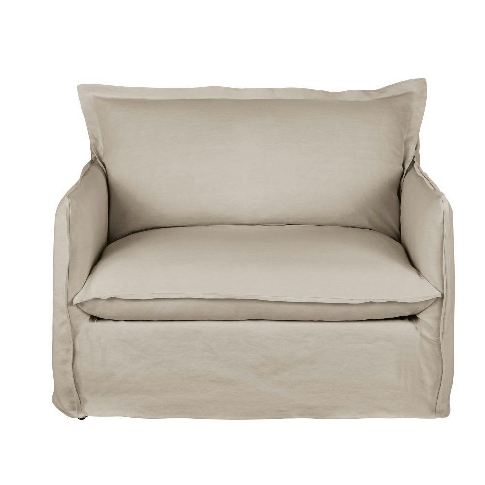 Barcelone - Fauteuil convertible en lin supérieur beige