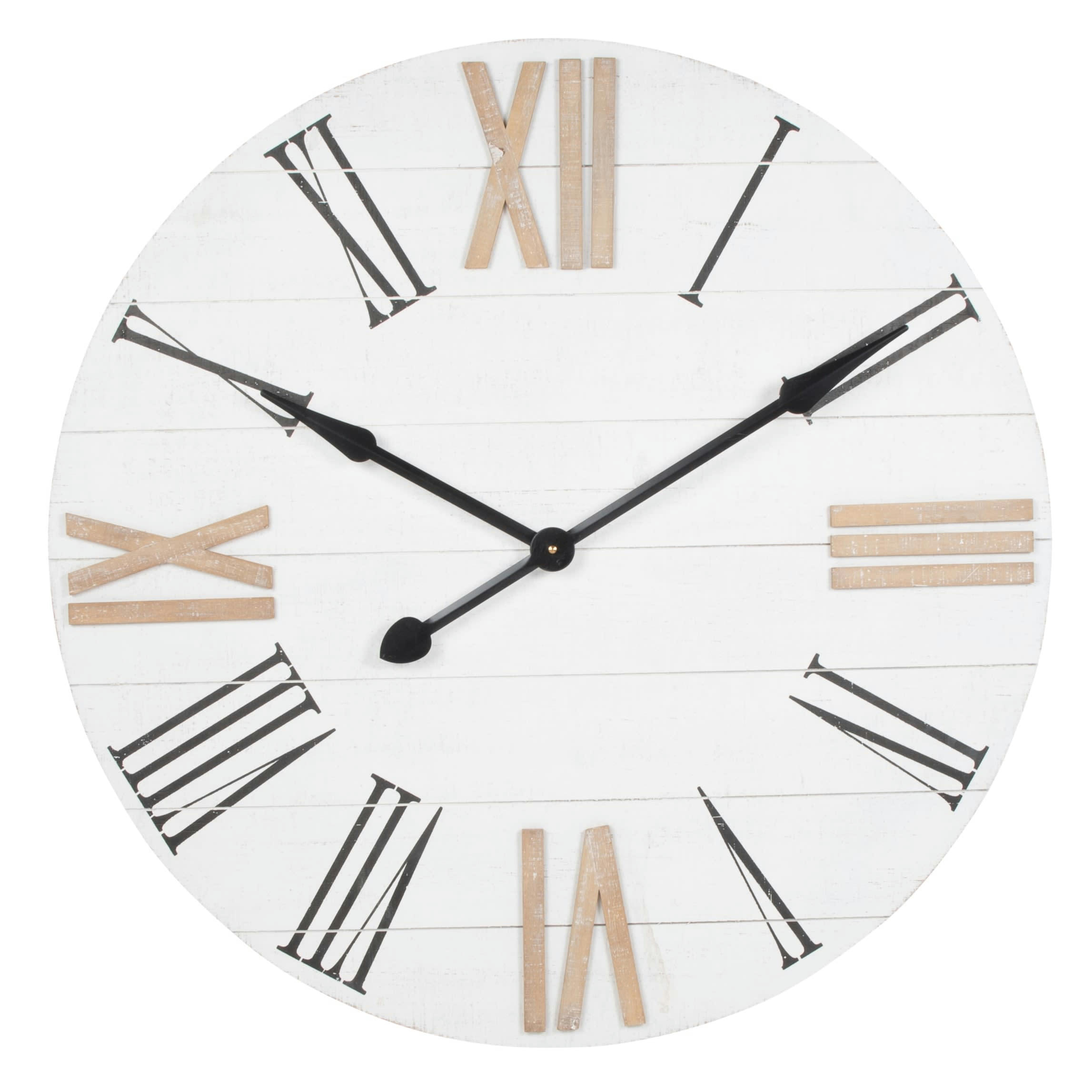 MARCUS - Horloge murale blanche, beige et noire D80