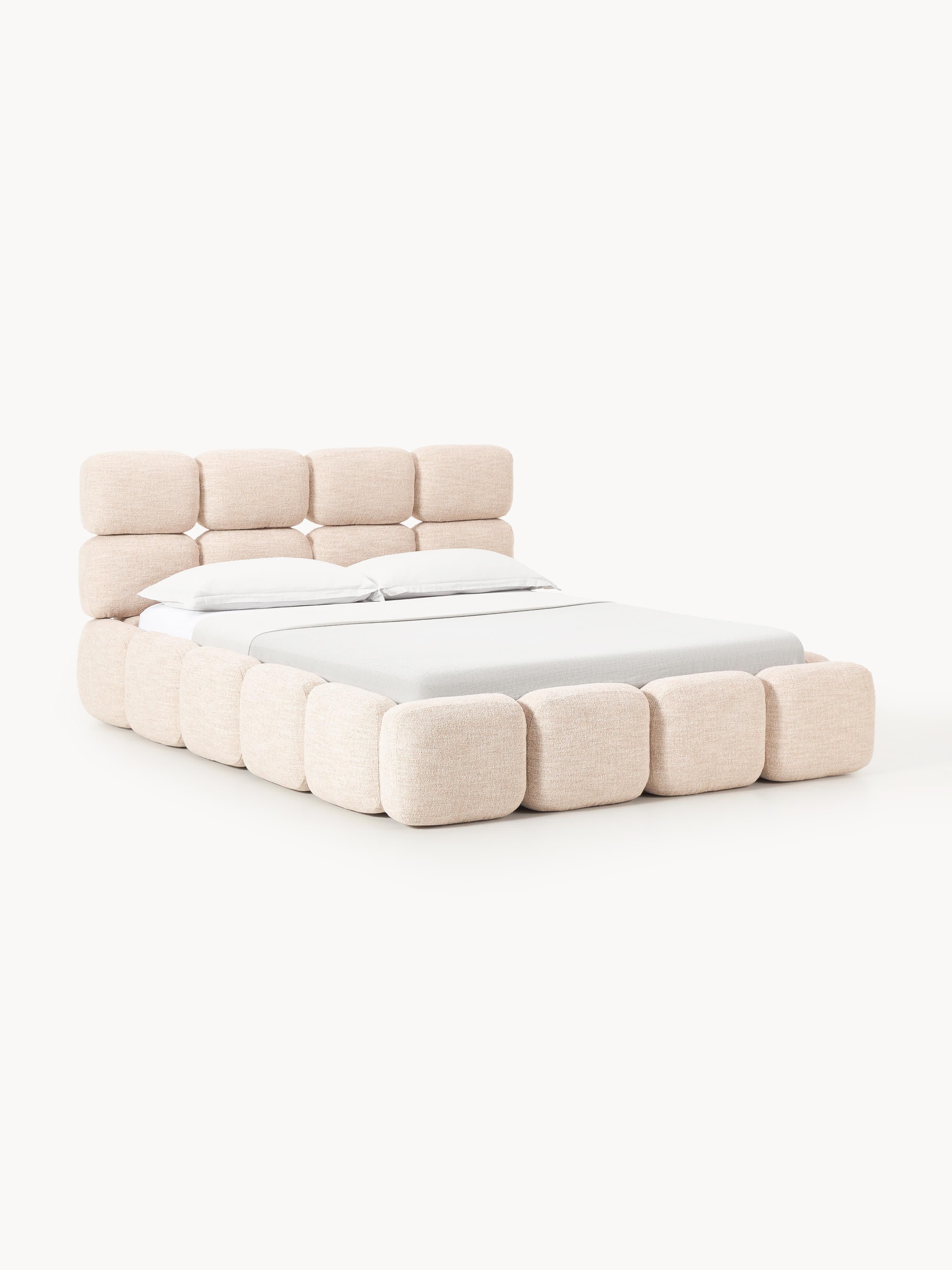Polsterbett Tayla aus Bouclé mit Stauraum