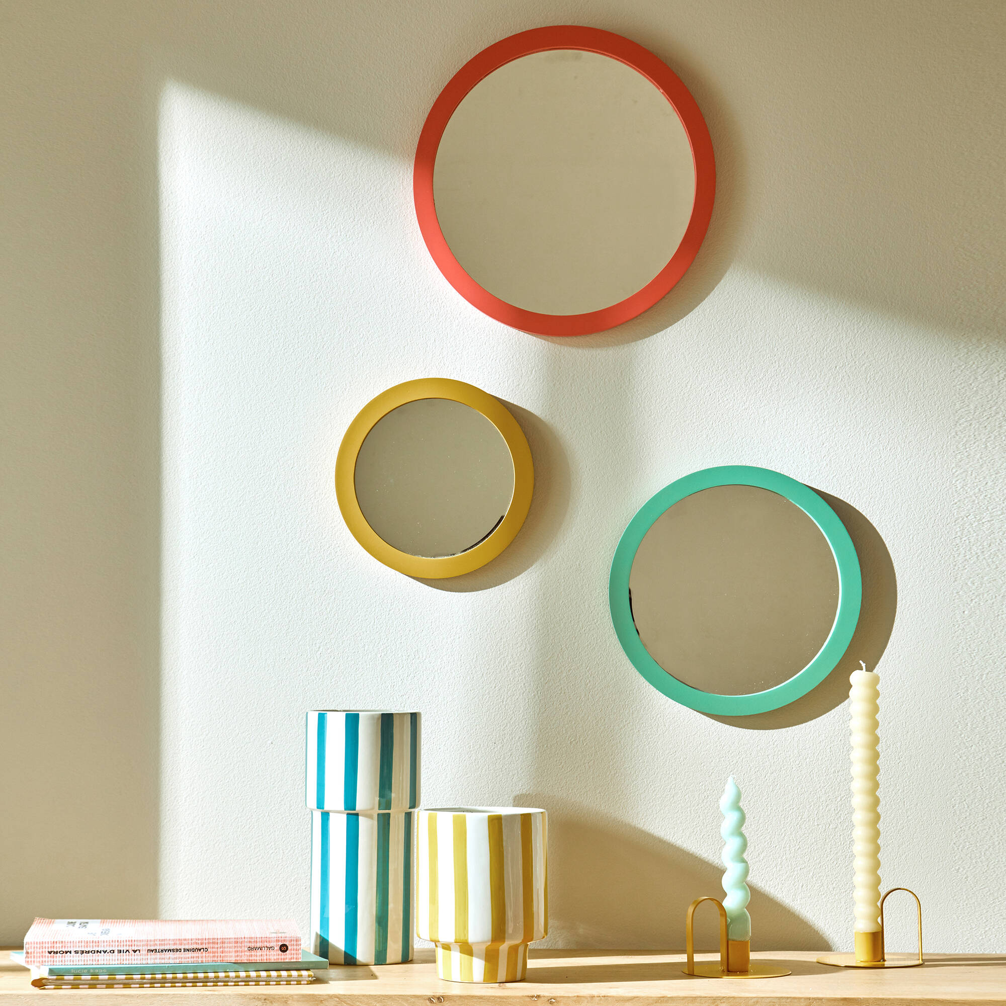 Miroir rond coloré - lot de 3